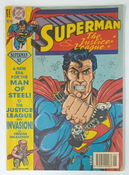 SUPERMAN , THE JUSTICE LEAGUE , REVISTA DE BENZI DESENATE CU TEXT IN LIMBA ENGLEZA , 1992
