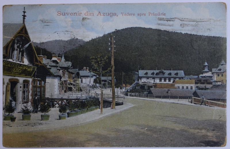 SUVENIR DIN AZUGA  - VEDERE SPRE PRIMARIE , CARTE POSTALA ILUSTRATA , POLICROMA, CIRCULATA , DATATA 1925