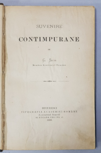 SUVENIRE CONTIMPURANE de G. SION , 1888