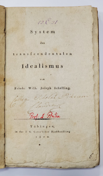 SYSTEM DES TRANSSCEDENTALEN IDEALISMUS von FRIEDR. WILH. JOSEPH SCHELLING , 1800