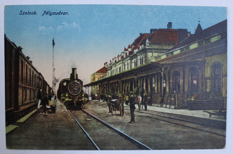 SZOLNOK  - GARA , CARTE POSTALA ILUSTRATA , POLICROMA, NECIRCULATA , INCEPUT DE SECOL XX