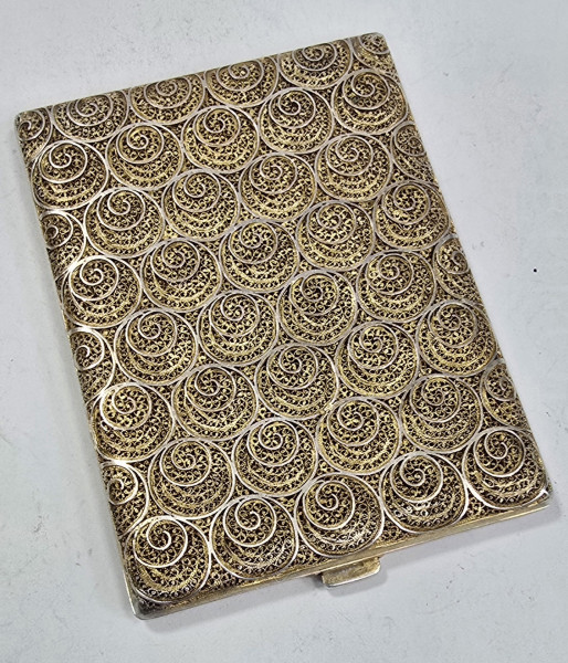 Tabachera din argint aurit, filigranat, Portugalia, Perioada Intebelica