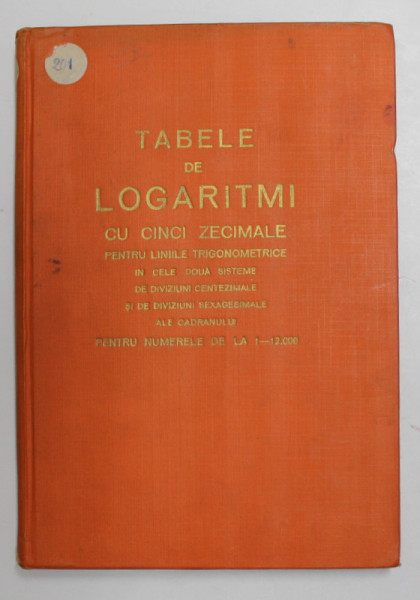 TABELE DE LOGARITMI CU CINCI ZECIMALE , 1943