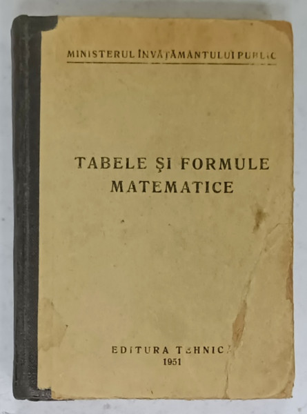 TABELE SI FORMULE MATEMATICE , 1951