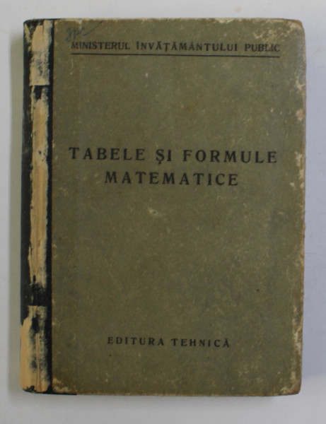 TABELE SI FORMULE MATEMATICE , 1952
