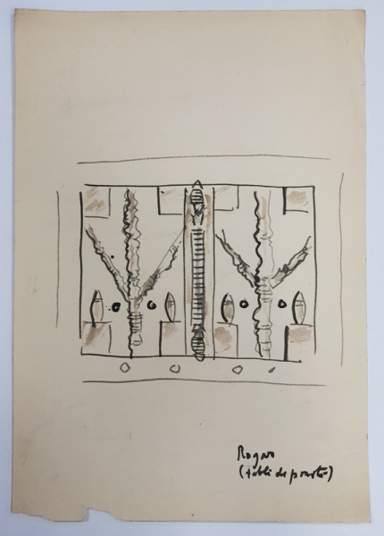 TABLA DE POARTA , DESEN CU AUTOR NECUNOSCUT , ANII  '60