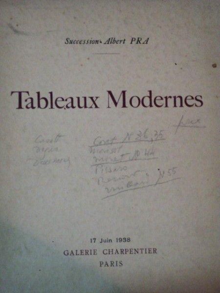 TABLEAUX MODERNES aquarelles, pastels, dessins  1938