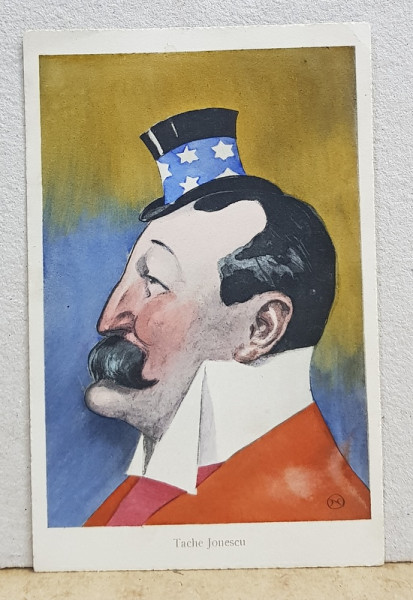 TACHE IONESCU , CARICATURA DE PICTORUL NICOLAE PETRESCU  - GAINA , CARTE POSTALA ILUSTRATA , POLICROMA, NECIRCULATA , PERIOADA INTEREBELICA