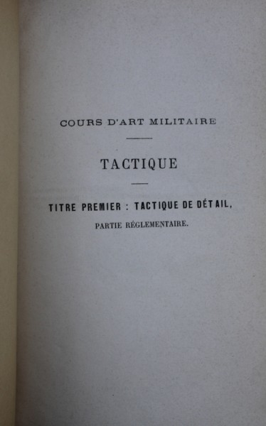 TACTIQUE par GUICHARD , COLEGAT DE TREI CARTI , 1876- 1877