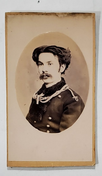 TANAR MILITAR , FOTOGRAFIE C.D.V. , EMBOSATA , SFARSITUL SEC. XIX