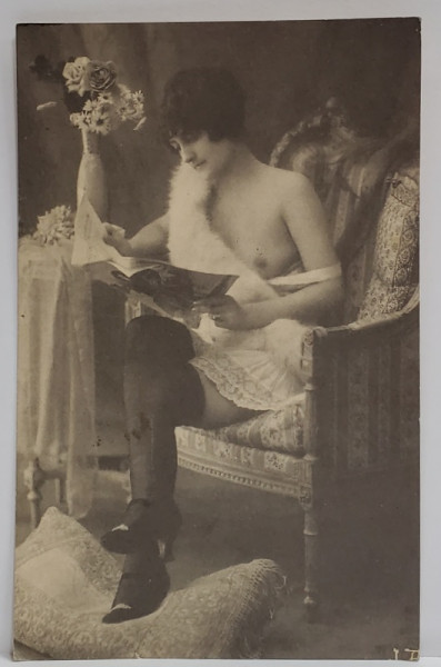 TANARA CU SANUL DEZGOLIT , CARTE POSTALA ILUSTRATA , EROTICA , INCEPUTUL SEC. XX