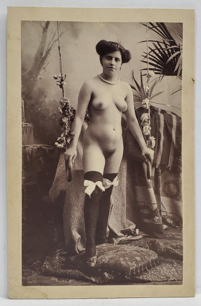 TANARA NUD IN STUDIO ,  FOTOGRAF DIN BUDAPESTA , FOTOGRAFIE , CCA . 1900