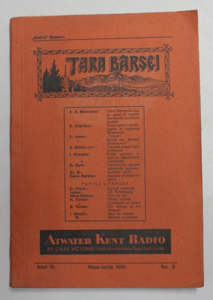 TARA BARSEI - REVISTA , APARE LA DOUA LUNI ODATA , ANUL III , NO. 3 , MAI - IUNIE , 1931