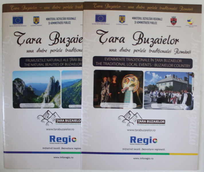 TARA BUZAIELOR , UNA DIN PERLELE TRADITIONALEI ROMANII , 2 VOLUME , EDITIE IN ROMANA SI ENGLEZA , ALBUME DE PREZENTARE , 2013