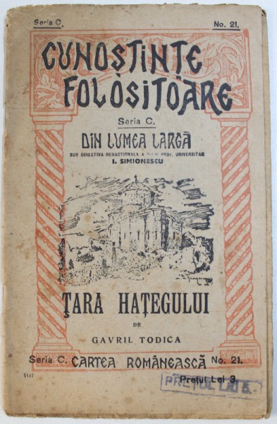 TARA HATEGULUI de GAVRIL TODICA , EDITIE INTERBELICA