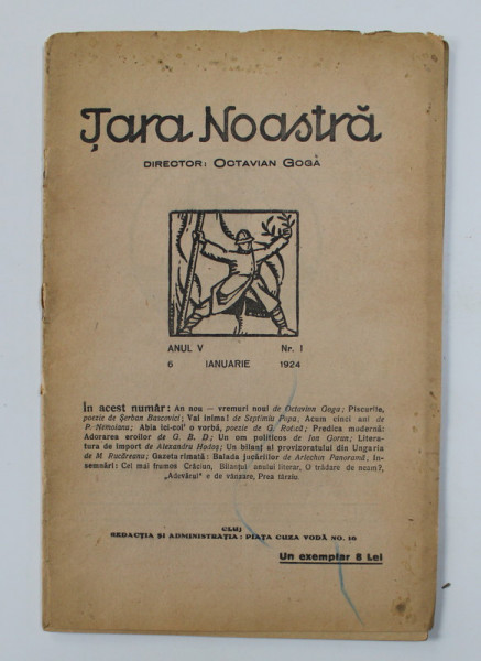 TARA NOASTRA , REVISTA , ANUL V , NR. 1 , 6 IANUARIE 1924