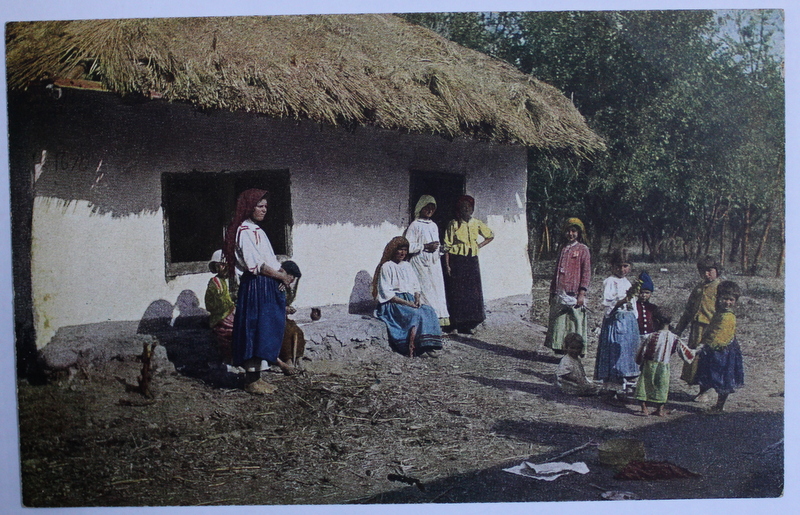 TARANCI CU COPIII IN FATA CASEI , CARTE POSTALA ILUSTRATA , POLICROMA, NECIRCULATA , INCEPUT DE SECOL XX