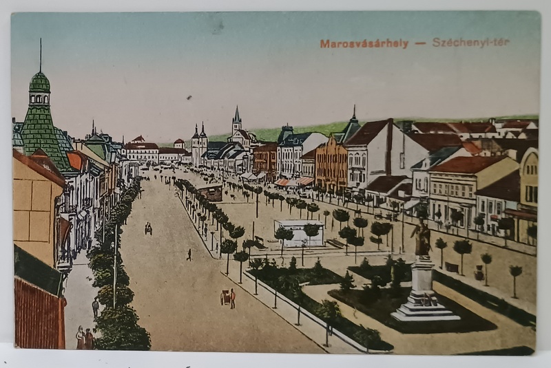 TARGU MURES , VEDERE AERIANA A ZONEI CENTRALE , CARTE POSTALA ILUSTRATA , 1918