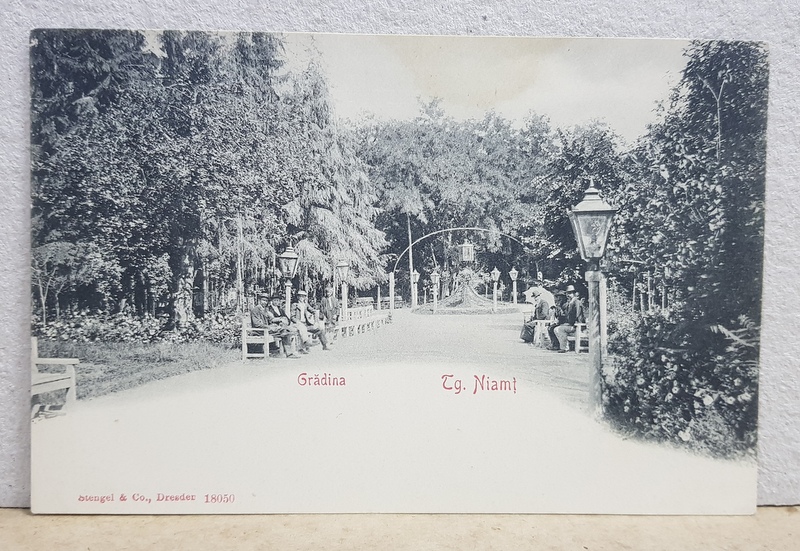 TARGU NEAMT  - GRADINA , CARTE POSTALA ILUSTRATA , MONOCROMA, NECIRCULATA , CLASICA