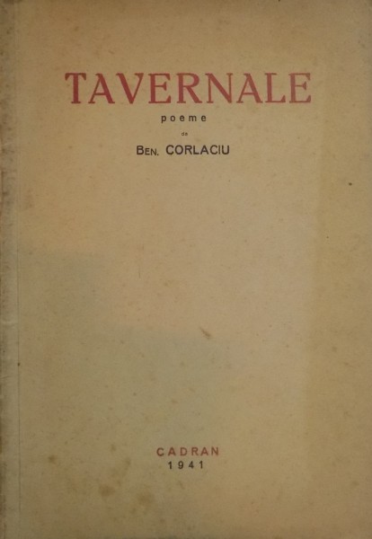 TAVERNALE , POEME , 1941 , DEDICATIE*