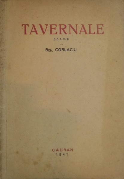TAVERNALE , POEME , 1941 , DEDICATIE*