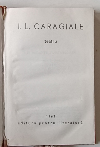 TEATRU de I. L .CARAGIALE , 1962 *FORMAT REDUS
