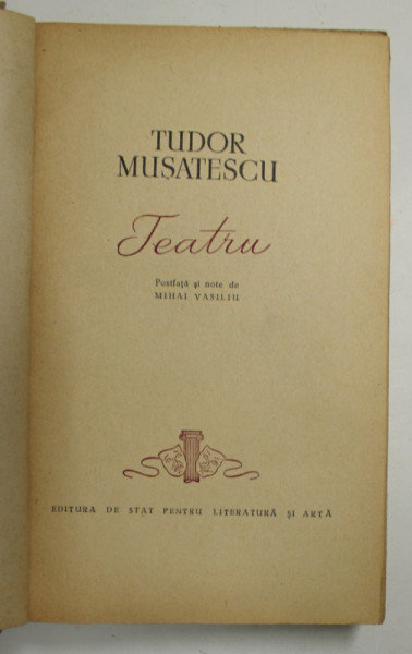 TEATRU de TUDOR MUSATESCU ,   1958