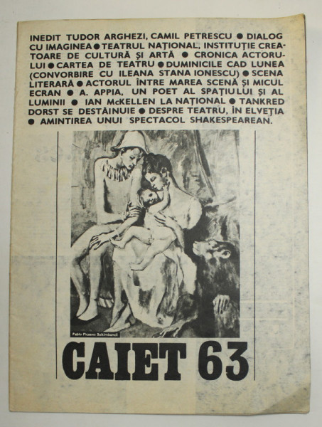 TEATRUL NATIONAL BUCURESTI , CAIET , NR. 63 , STAGIUNEA 1982 - 1983