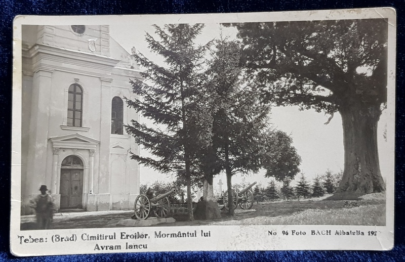 TEBEA - CIMITIRUL EROILOR  - MORMANTUL LUI AVRAM IANCU , FOTOGRAFIE TIP CARTE POSTALA  , MONOCROMA , NECIRCULATA , PERIOADA INTERBELICA