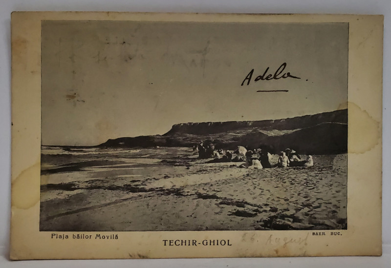 TECHIRGHIOL , PLAJA BAILOR MOVILA , FOTO. BAER , CARTE POSTALA , INCEPUTUL SEC. XX