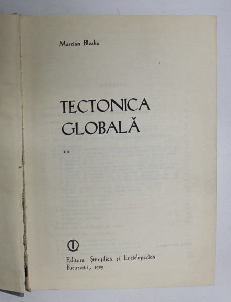 TECTONICA GLOBALA VOL. II de MARCIAN BLEAHU , 1989