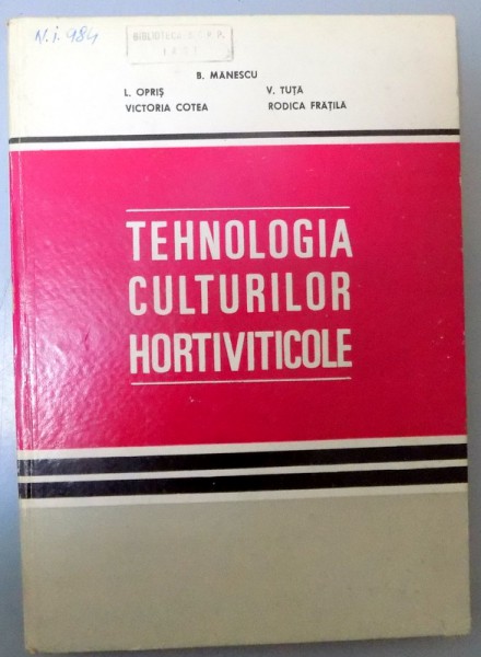 TEHNOLOGIA CULTURILOR HORTIVITICOLE , 1980