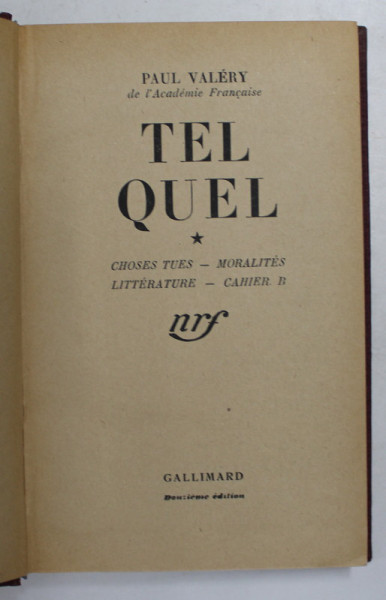 TEL QUEL par PAUL VALERY , 1942