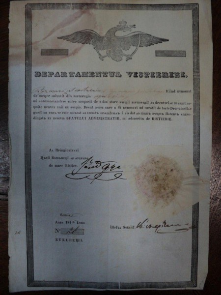 Teleorman, Brevet de mester obisnuit din breasla croitorilor pe numele Petre K Postelnicu, Bucuresti 1846