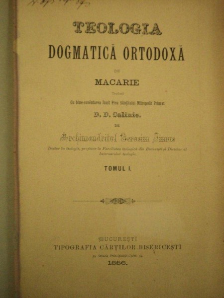 Teologia Dogmatica Ortodoxa de Macarie, II Tomuri, Bucuresti 1866