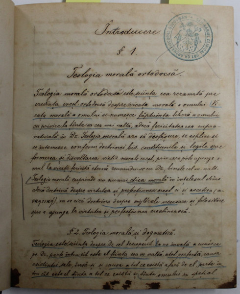 TEOLOGIA MORALA ORTODOXA , COLIGAT DE DOUA VOLUME ,NOTE DE  CURS , MANUSCRIS OLOGRAF , CERNAUTI , 1880 -1881