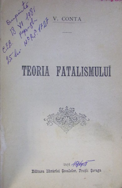 TEORIA FATALISMULUI / TEORIA ONDULATIUNII UNIVERSALE de VASILE CONTA