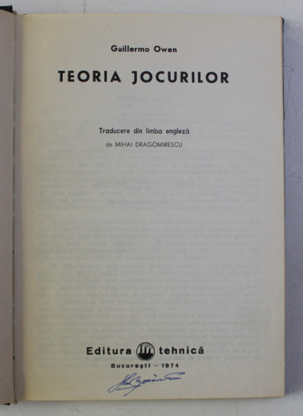 TEORIA JOCURILOR de GUILLERMO OWEN 1974