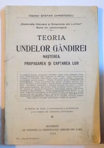 TEORIA UNDELOR GANDIRII , NASTEREA , PROPAGAREA SI CAPTAREA LOR , 1926