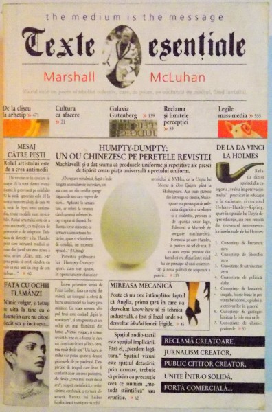 TEXTE ESENTIALE de MARSHALL MCLUHAN , EDITIA A II A , 2006