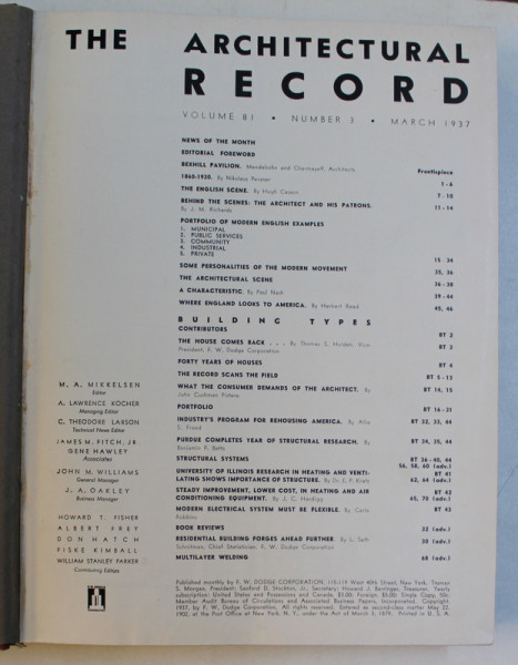 THE ARCHITECTURAL RECORD , VOLUME 81 , NUMBER 3, MARCH 1937