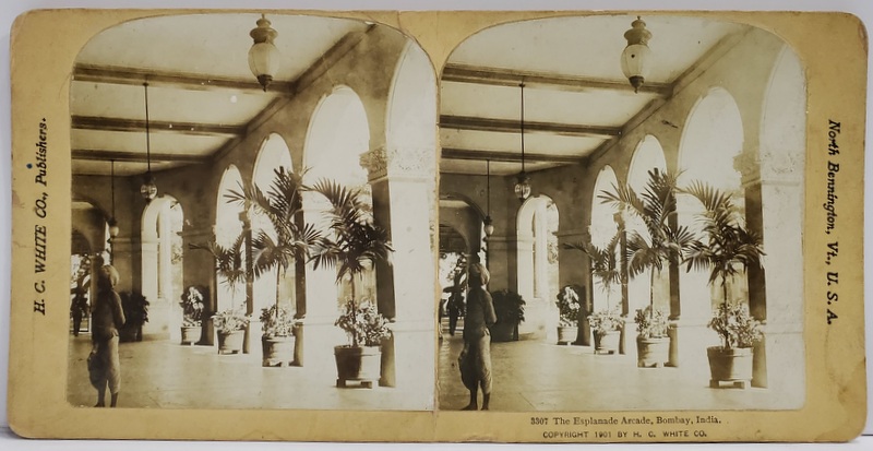 THE ESPLANADE ARCADE , BOMBAY , INDIA , FOTOGRAFIE STEREOSCOPICA , 1901
