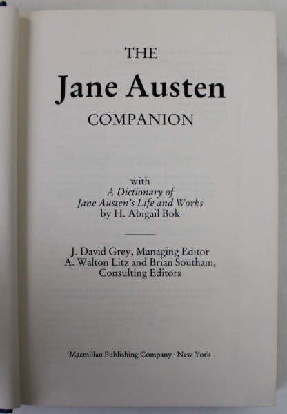 THE JANE AUSTEN COMPANION , by J. DAVID GREY ...BRIAN SOUTHAM , 1986
