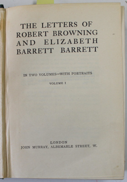 THE LETTERS OF ROBERT BROWNING AND ELIZABETH BARRETT BARRETT , TWO VOLUMES , 1930 , COLIGAT
