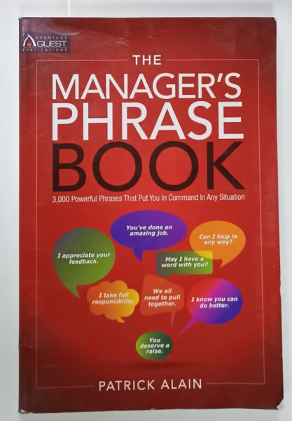 THE MANAGER 'S  PHRASE BOOK by PATRICK ALAIN , 2013 , PREZINTA URME DE UZURA
