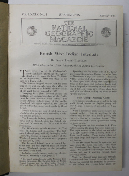 THE NATIONAL GEOGRAPHIC MAGAZINE , VOL. LXXIX , NO. 1 - 3  , COLEGAT DE TREI NUMERE CONSECUTIVE , IANUARIE - MARTIE , 1941