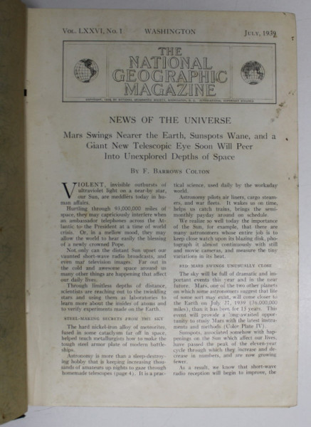 THE NATIONAL GEOGRAPHIC MAGAZINE , VOL. LXXVI , NO. 1-3 , COLEGAT DE TREI NUMERE CONSECUTIVE , IULIE - SEPTEMBRIE , 1939
