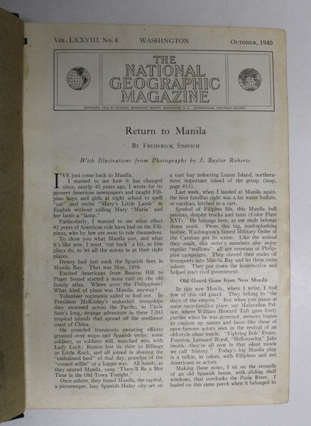 THE NATIONAL GEOGRAPHIC MAGAZINE , VOL. LXXVIII , NO. 4 - 6 , COLEGAT DE TREI NUMERE CONSECUTIVE , OCTOMBRIE - DECEMBRIE , 1940