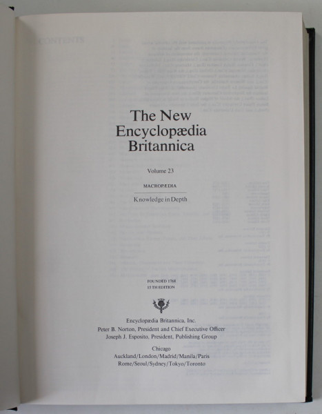 THE NEW ENCYCLOPAEDIA BRITANNICA , VOLUME 23 , 1994