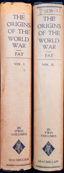 THE ORIGINS OF THE WORLD WAR by SIDNEY B. FAY, 2 VOL. - NEW YORK, 1929